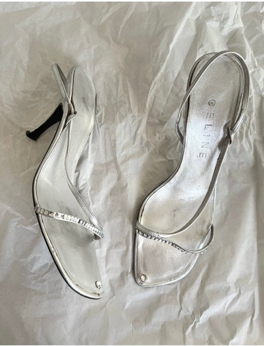 Celine Vintage Silver Rhinestone Sandals (EU 38,5)