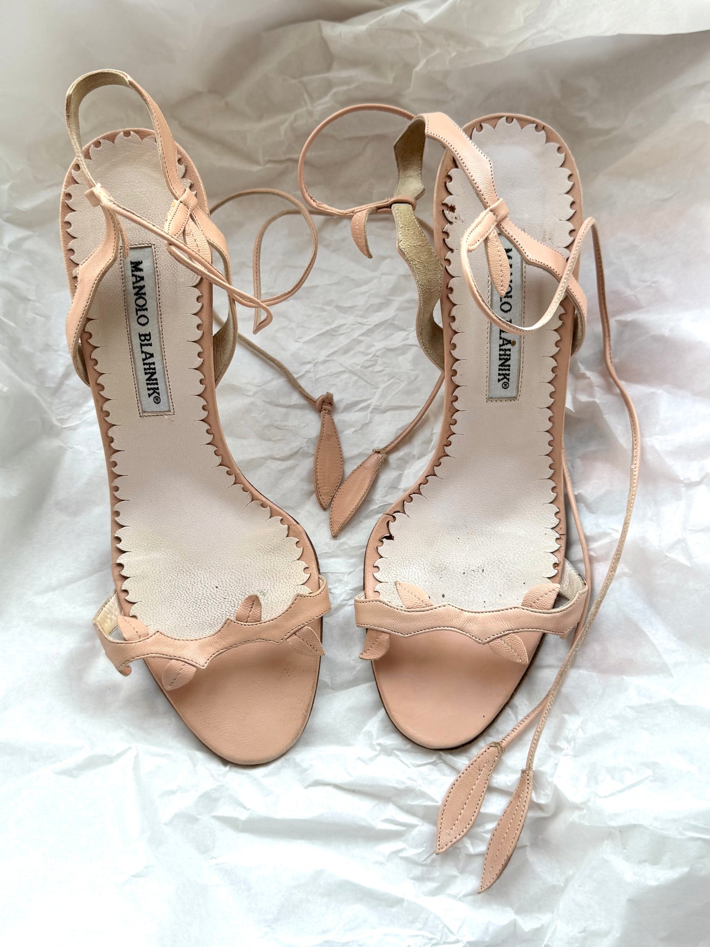 ICONIC Manolo Blahnik Vine Strappy Sandals Heels In Nude (EU 38)