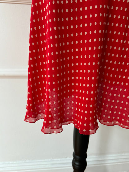 Oscar de la Renta Polka Dot Red Silk Dress (FR 38 / M)