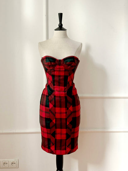 D&G Dolce and Gabbana Corset Checkered Dress (XS)