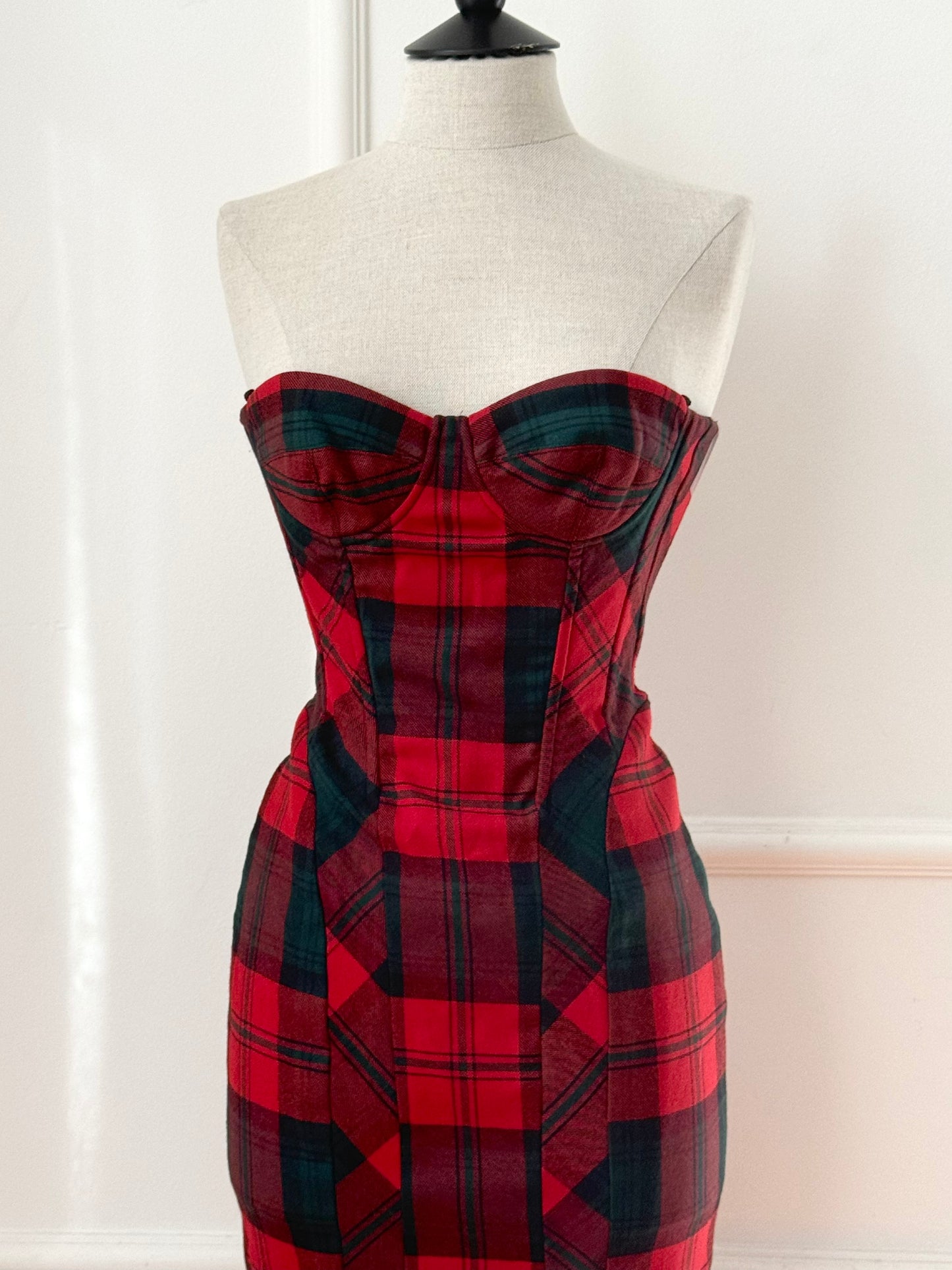 D&G Dolce and Gabbana Corset Checkered Dress (XS)