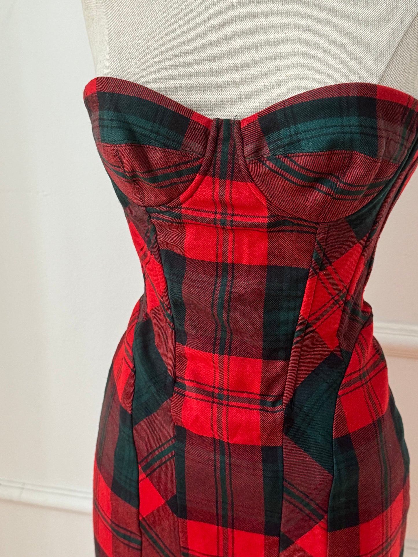 D&G Dolce and Gabbana Corset Checkered Dress (XS)