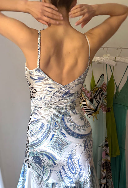 Roberto Cavalli Just Cavalli 2004 Blue Mermaid Silk Dress (S / IT 40)