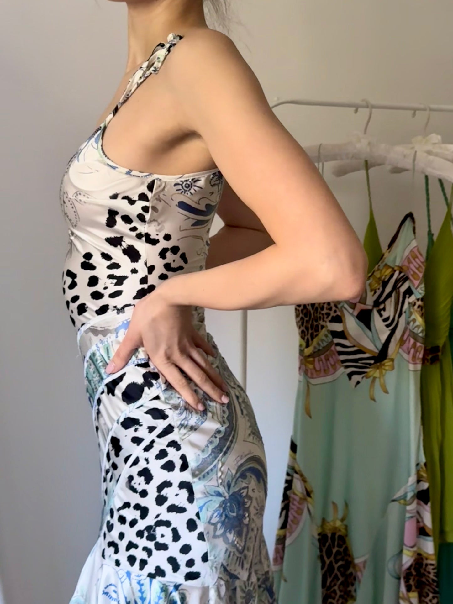 Roberto Cavalli Just Cavalli 2004 Blue Mermaid Silk Dress (S / IT 40)