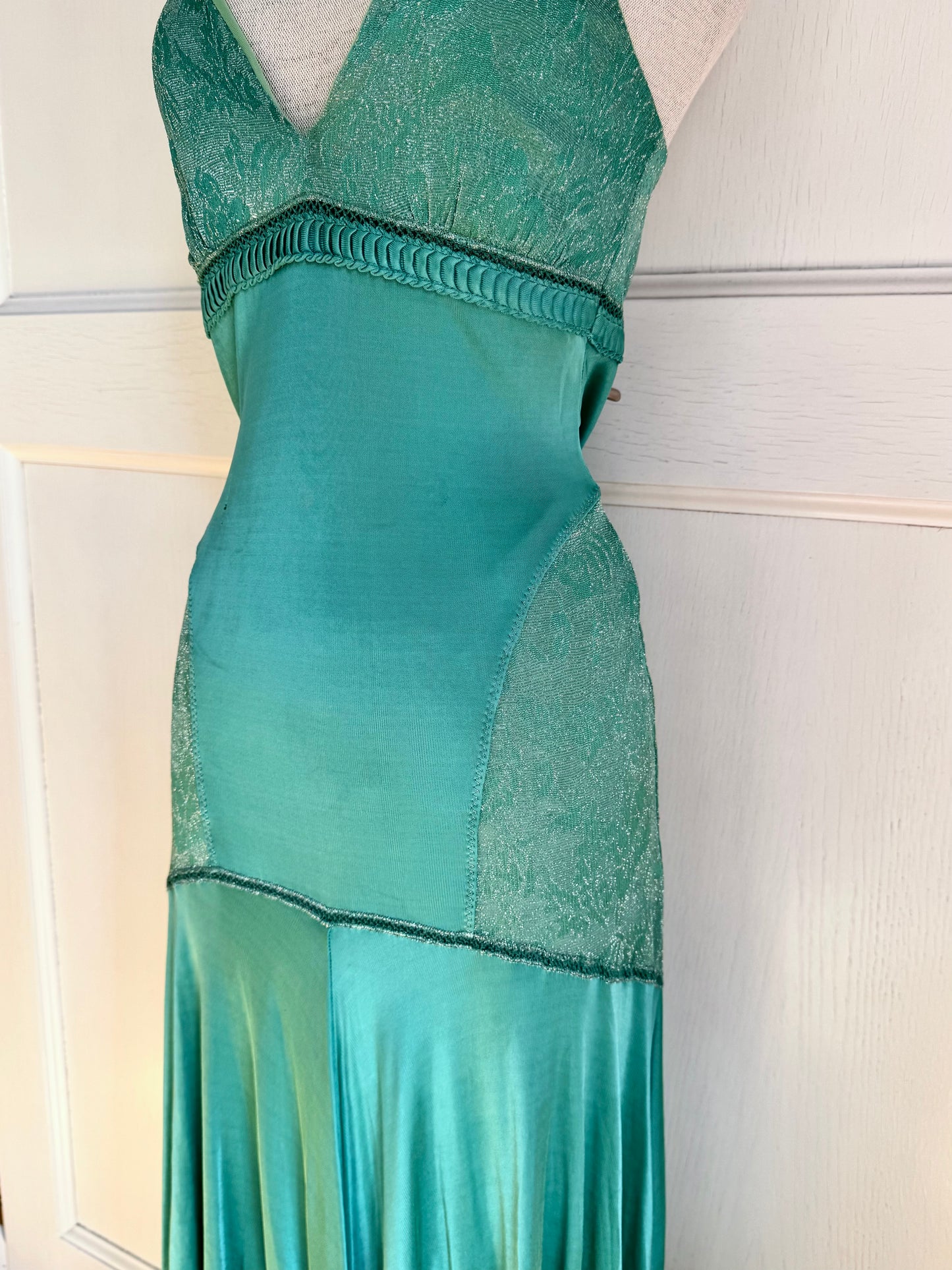 Roberto Cavalli Class Cavalli Green Mint Glitter Dress (M)
