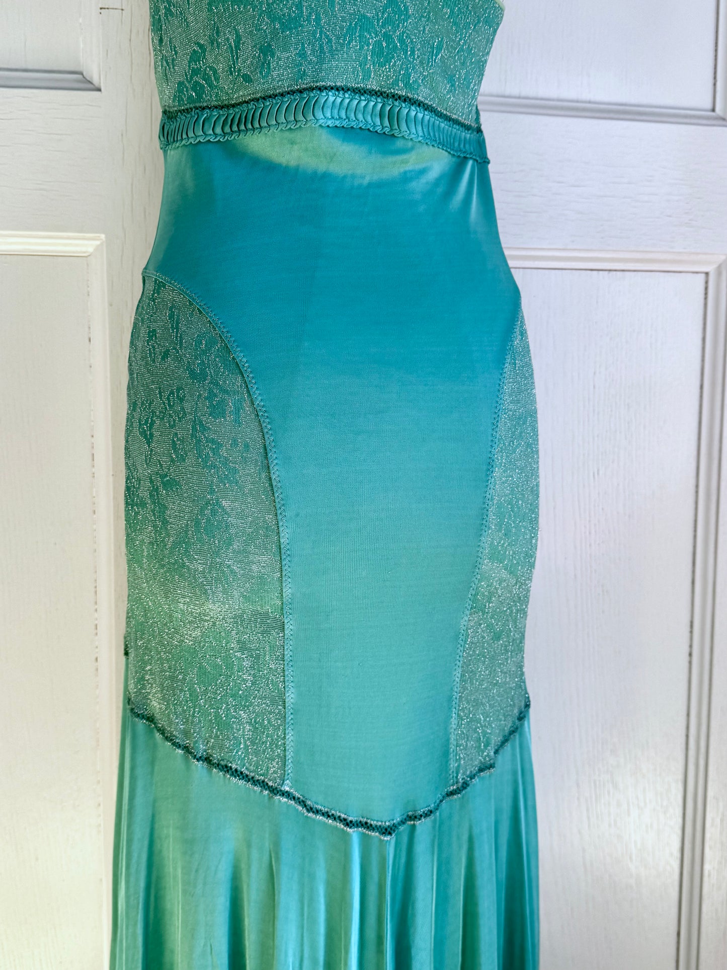 Roberto Cavalli Class Cavalli Green Mint Glitter Dress (M)