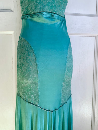 Roberto Cavalli Class Cavalli Green Mint Glitter Dress (M)