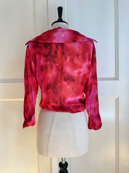 Just Cavalli Pink & Red Lava Crop Top Shirt (L / M)