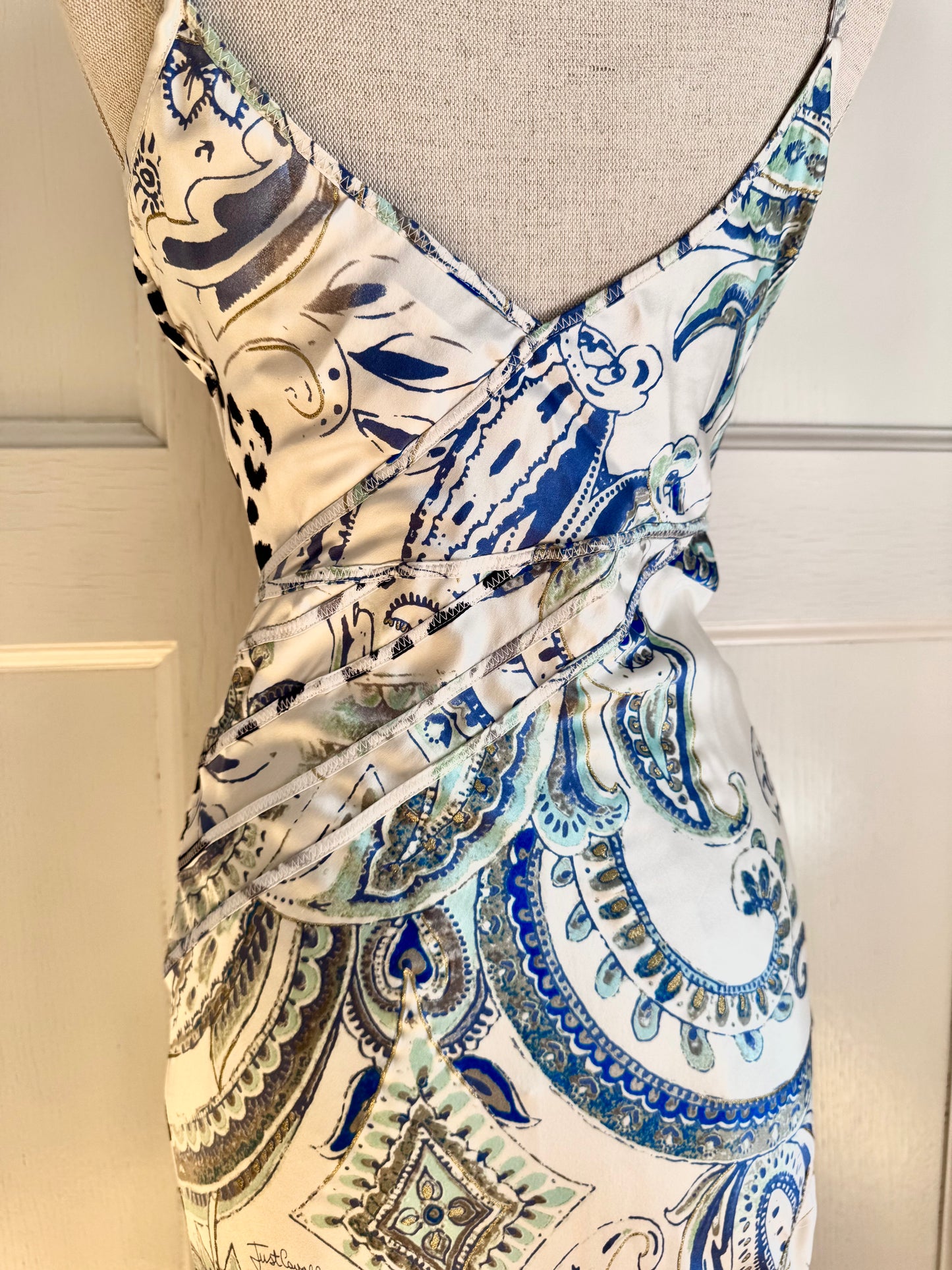 Roberto Cavalli Just Cavalli 2004 Blue Mermaid Silk Dress (S / IT 40)