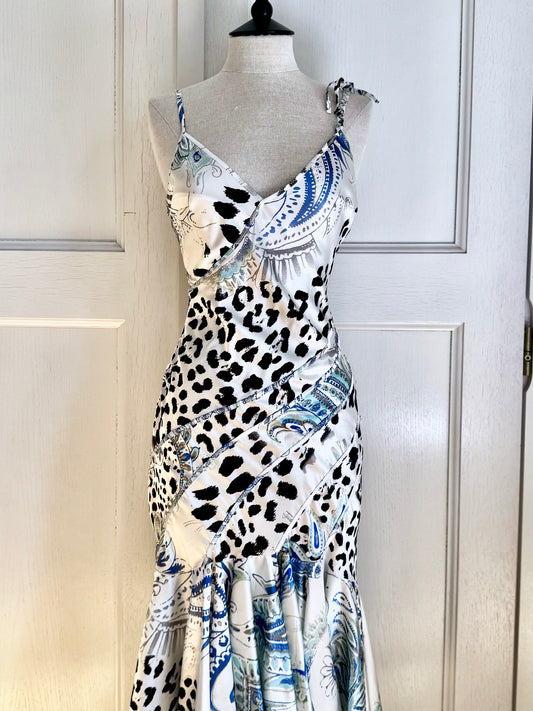 Roberto Cavalli Just Cavalli 2004 Blue Mermaid Silk Dress (S / IT 40)