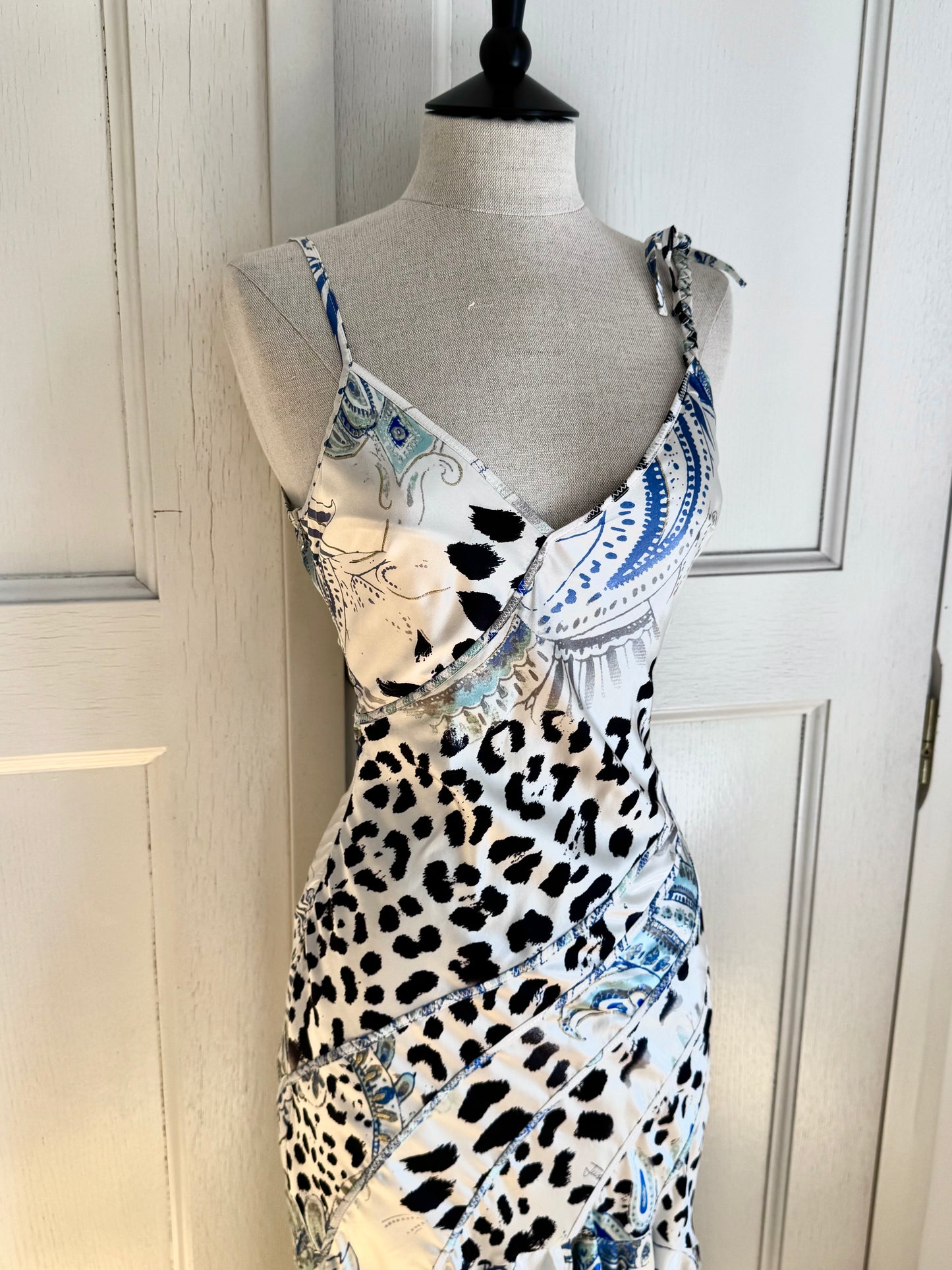 Roberto Cavalli Just Cavalli 2004 Blue Mermaid Silk Dress (S / IT 40)