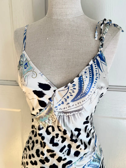 Roberto Cavalli Just Cavalli 2004 Blue Mermaid Silk Dress (S / IT 40)