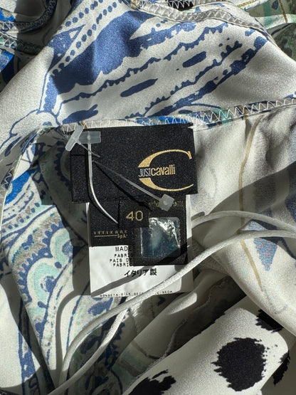Roberto Cavalli Just Cavalli 2004 Blue Mermaid Silk Dress (S / IT 40)
