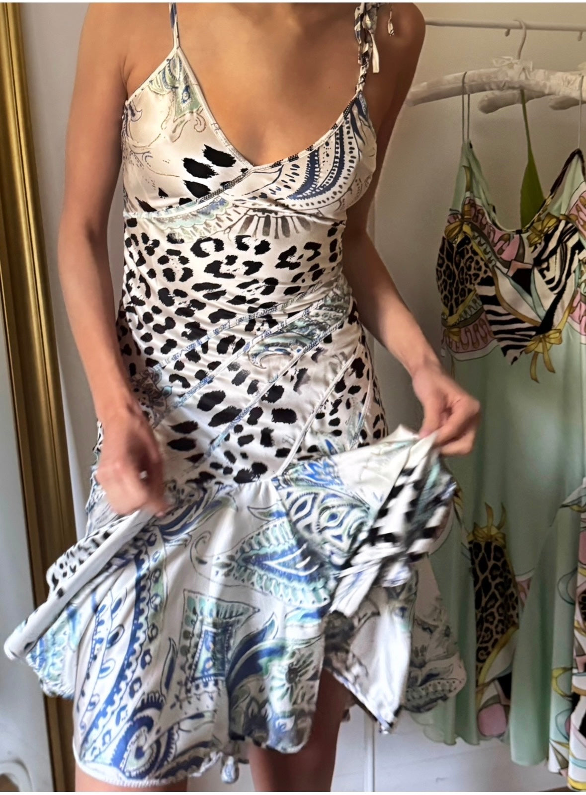 Roberto Cavalli Just Cavalli 2004 Blue Mermaid Silk Dress (S / IT 40)