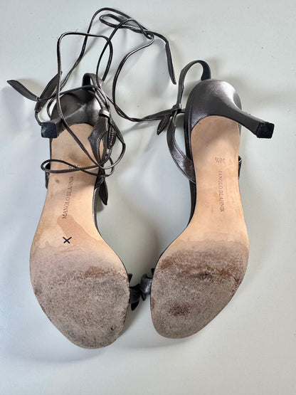 ICONIC Manolo Blahnik Vine Strappy Sandals Heels In Metallic (EU 38,5)