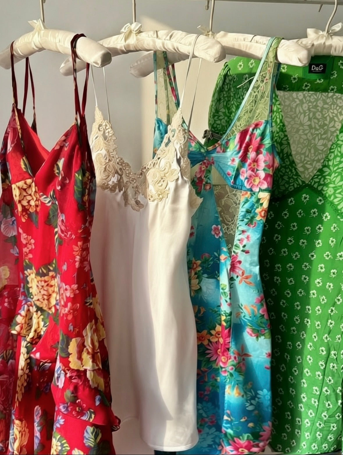 Dolce Gabbana D&G Vintage Silk Green Floral Mini Dress (S-M)