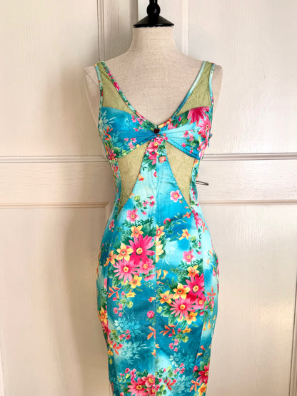 ICONIC Dolce Gabbana D&G S/S 2005 Tropical Turquoise Dress (XS-S)