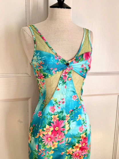 ICONIC Dolce Gabbana D&G S/S 2005 Tropical Turquoise Dress (XS-S)