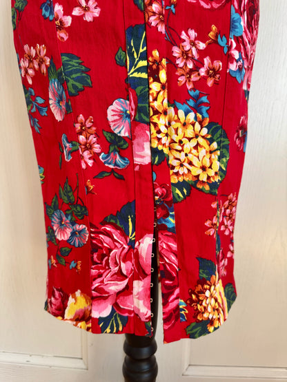 Dolce Gabbana D&G S/S 2003 Red Floral Denim Corset Dress (M)