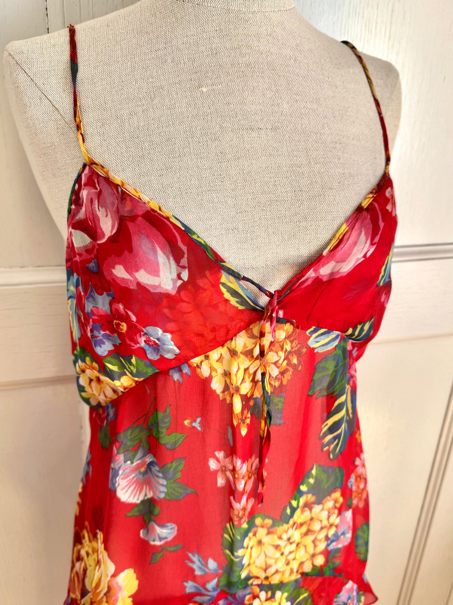 Dolce Gabbana D&G Silk F/W 2003 Red Floral Asymmetrical Dress (S-M)