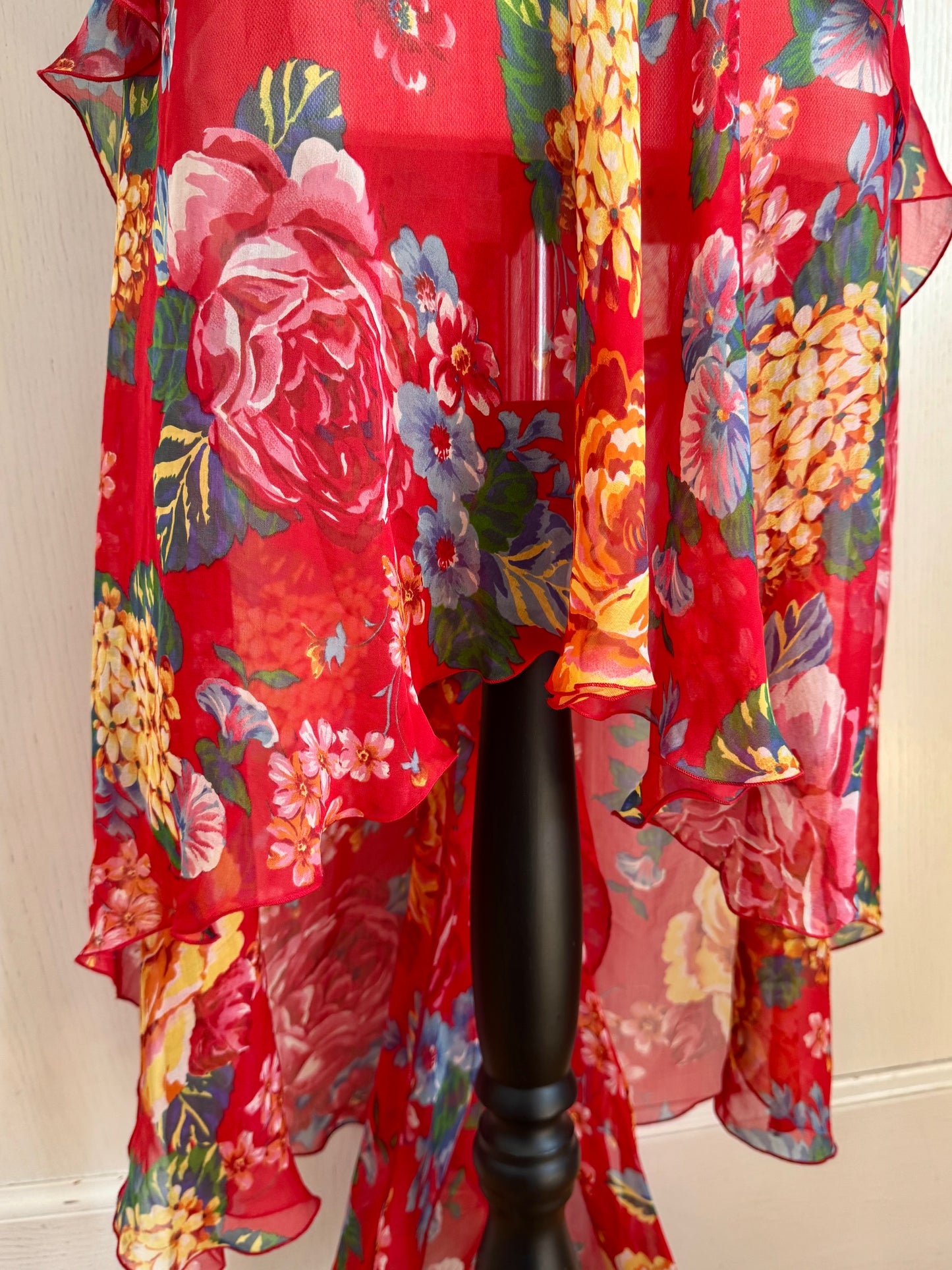 Dolce Gabbana D&G Silk F/W 2003 Red Floral Asymmetrical Dress (S-M)