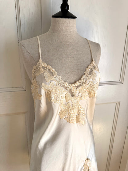 ICONIC La Perla 1990s Vintage Slip Dress White & Écru (M)
