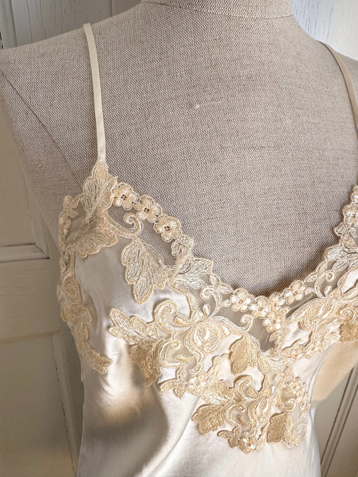 ICONIC La Perla 1990s Vintage Slip Dress White & Écru (M)