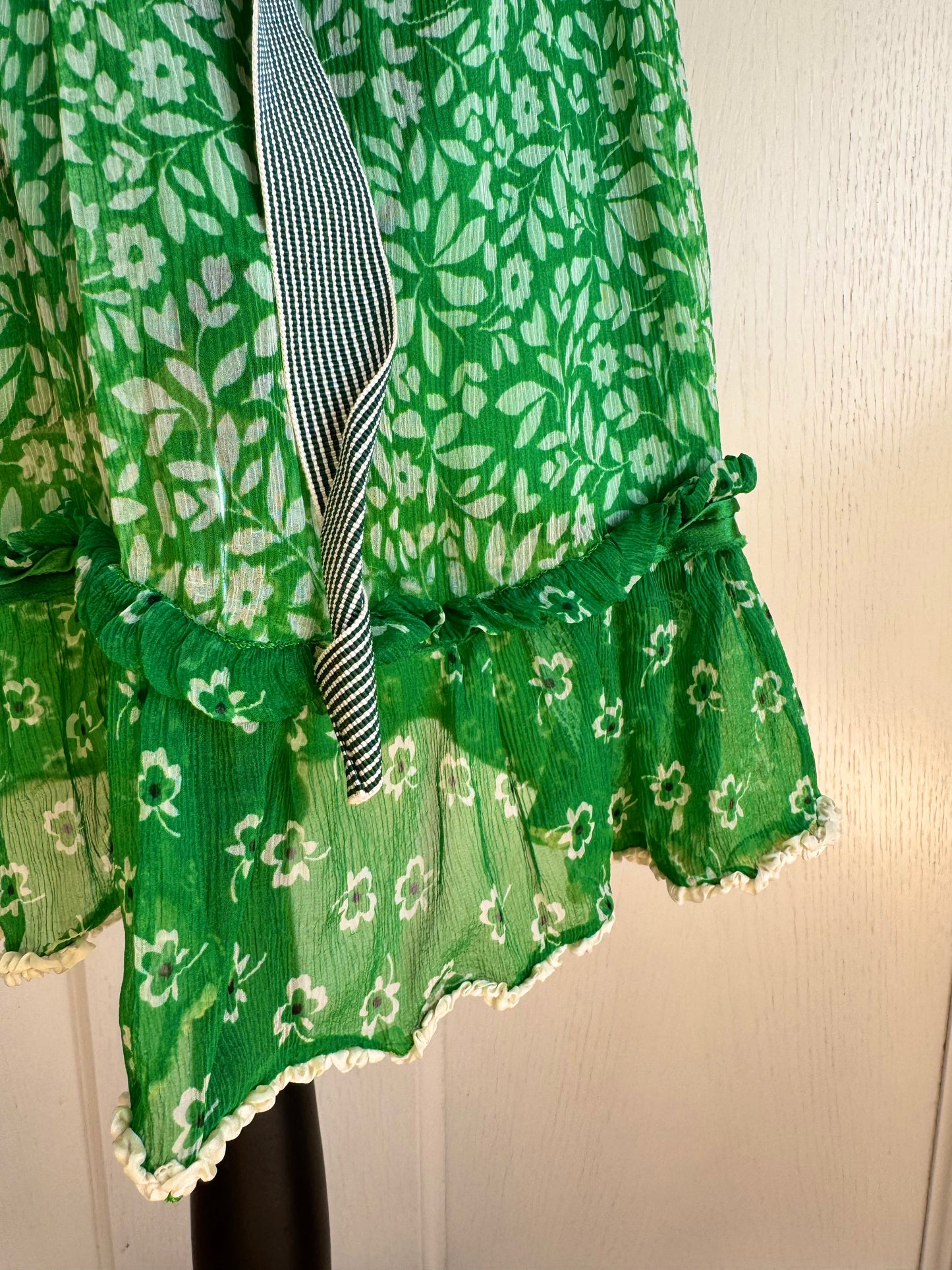 Dolce Gabbana D&G Vintage Silk Green Floral Mini Dress (S-M)