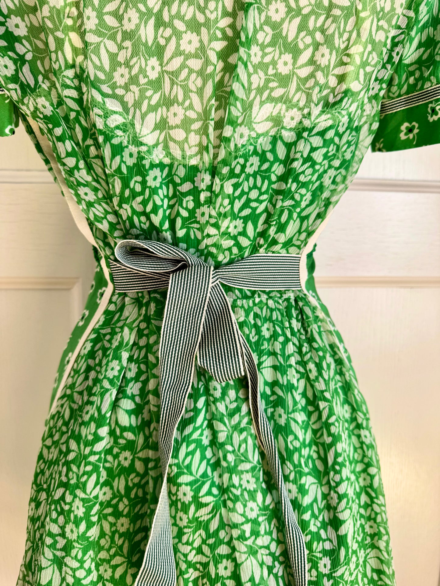 Dolce Gabbana D&G Vintage Silk Green Floral Mini Dress (S-M)