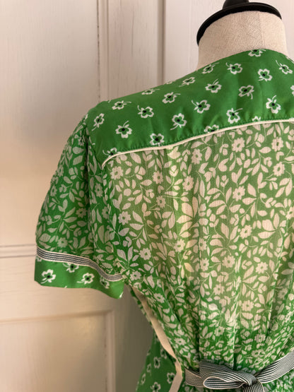 Dolce Gabbana D&G Vintage Silk Green Floral Mini Dress (S-M)