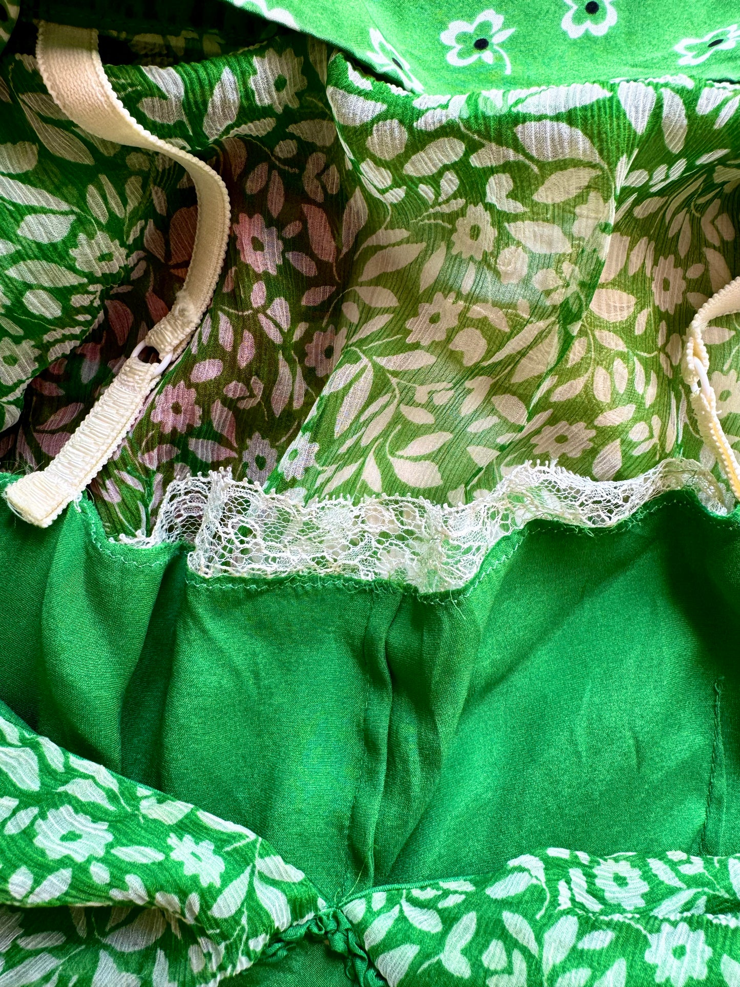 Dolce Gabbana D&G Vintage Silk Green Floral Mini Dress (S-M)