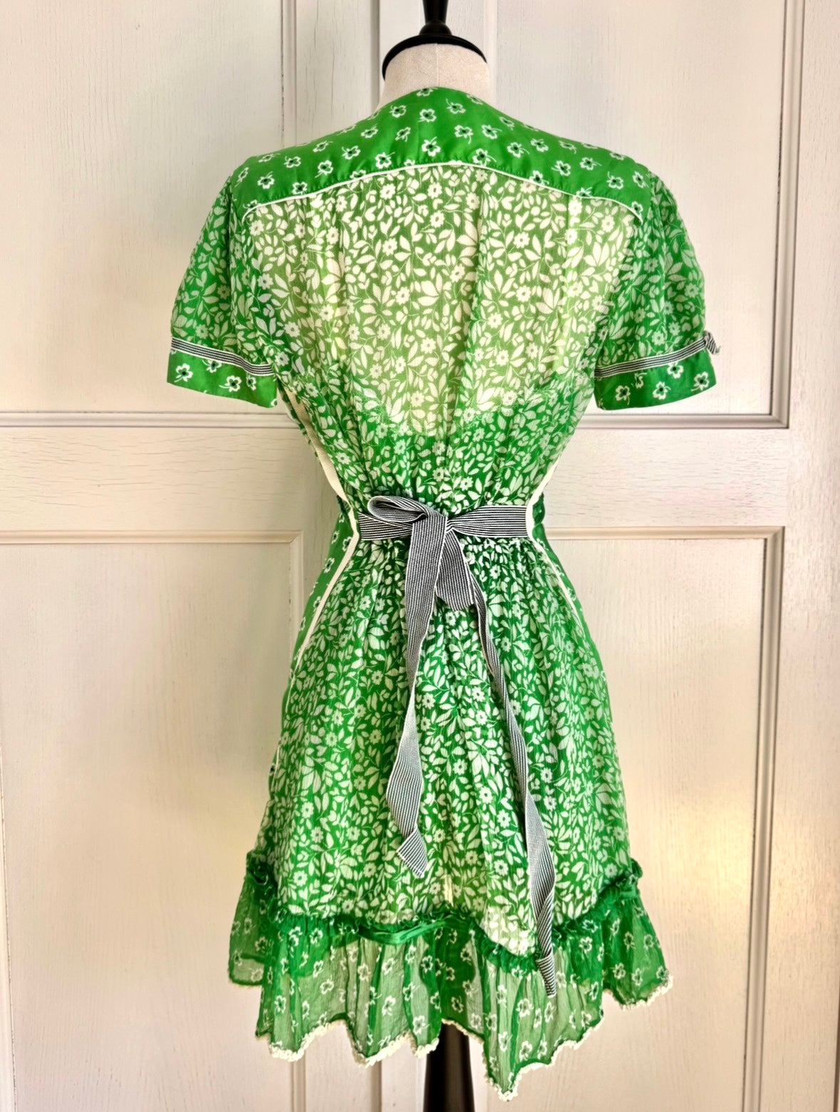 Dolce Gabbana D&G Vintage Silk Green Floral Mini Dress (S-M)