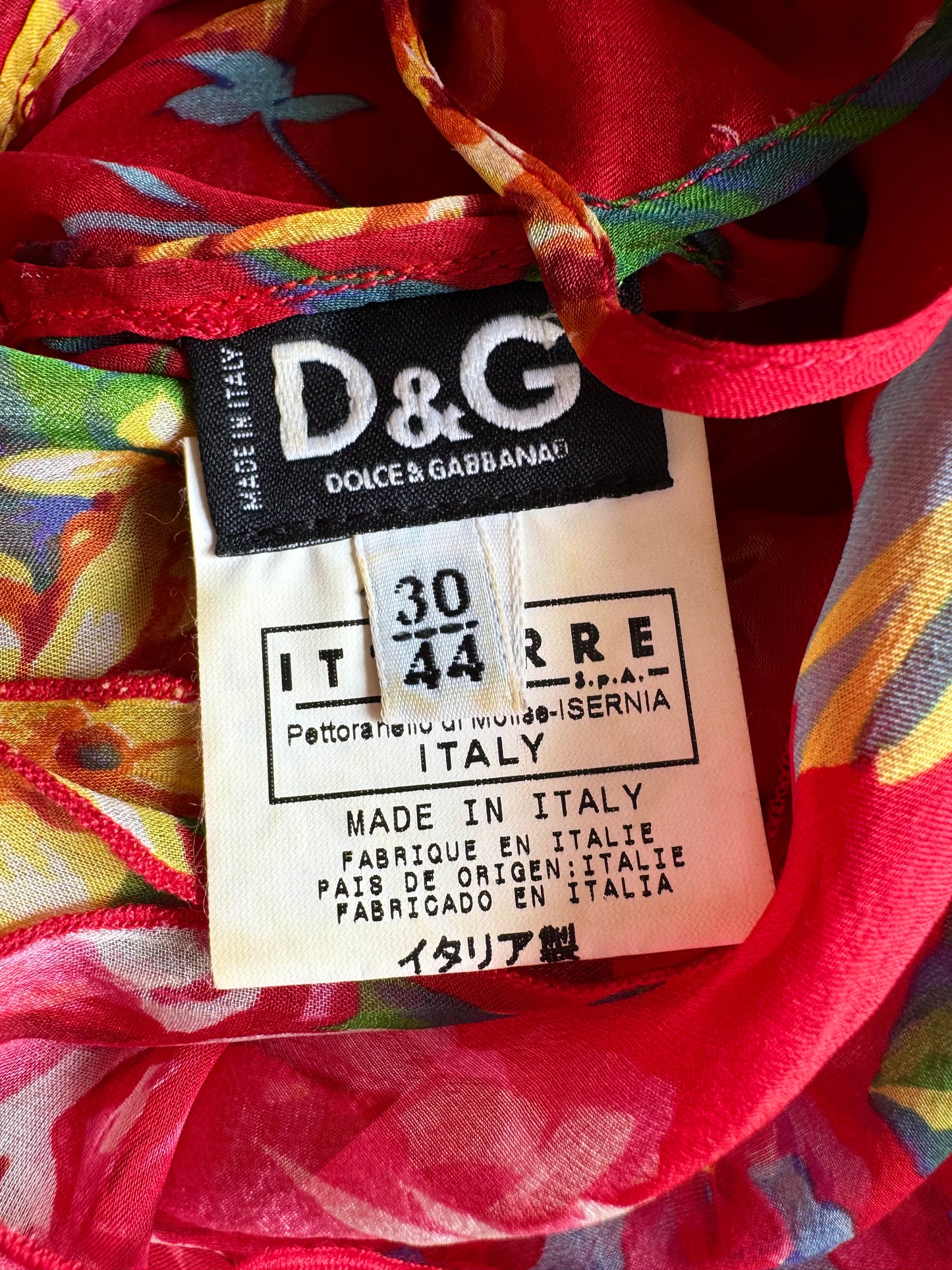 Dolce Gabbana D&G Silk F/W 2003 Red Floral Asymmetrical Dress (S-M)