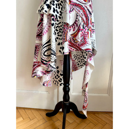 Just Cavalli Paisley S/S 2004 Asymmetric Ruffled Dress (S-M)