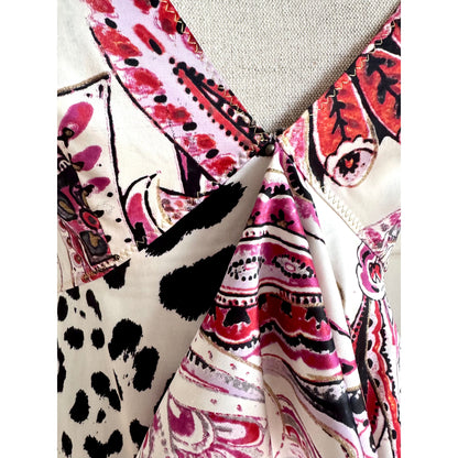 Just Cavalli Paisley S/S 2004 Asymmetric Ruffled Dress (S-M)
