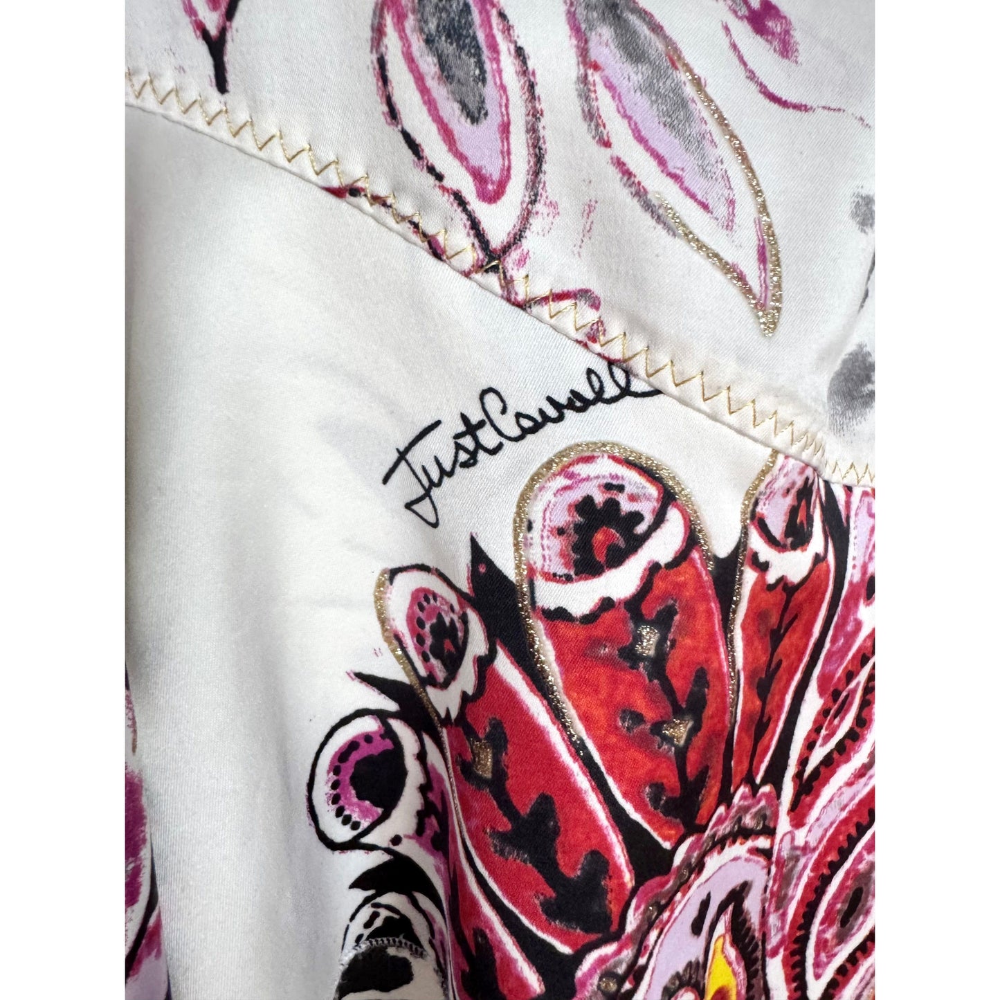 Just Cavalli Paisley S/S 2004 Asymmetric Ruffled Dress (S-M)
