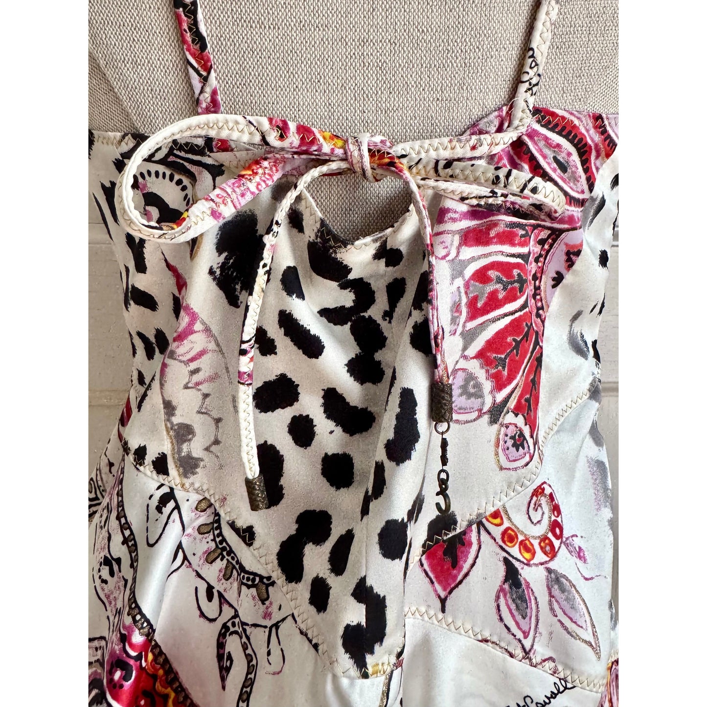 Just Cavalli Paisley S/S 2004 Asymmetric Ruffled Dress (S-M)