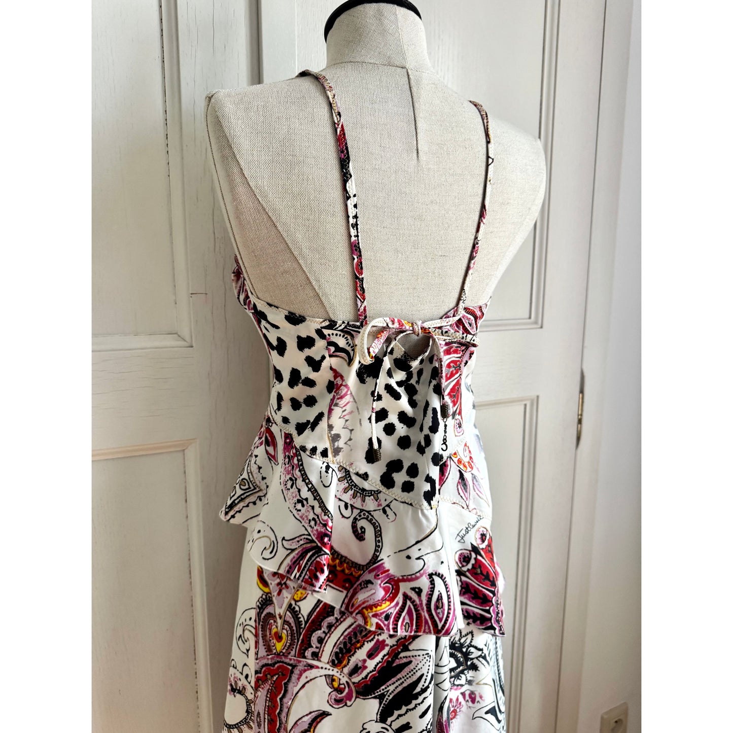 Just Cavalli Paisley S/S 2004 Asymmetric Ruffled Dress (S-M)