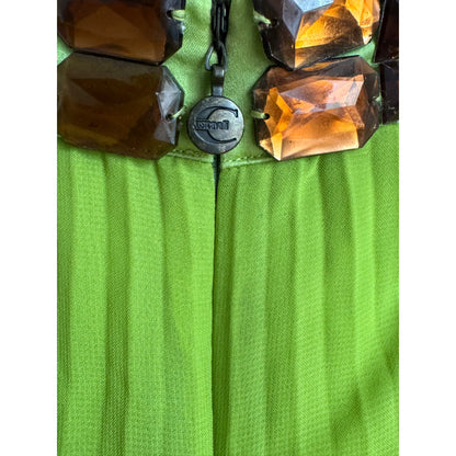 ICONIC Just Cavalli 2001 Green Bejeweled Mini Pleated Dress (S / IT 40)