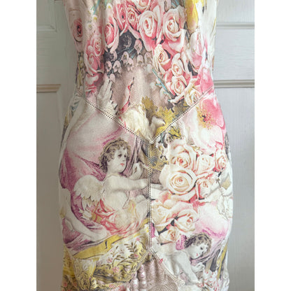 RUNWAY Roberto Cavalli S/S 2003 Angels & Roses Silk Dress (M)
