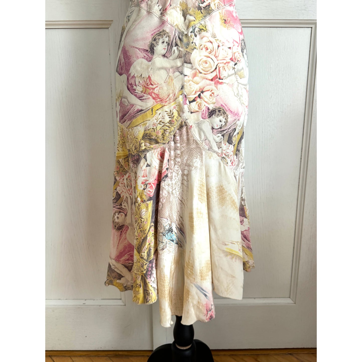 RUNWAY Roberto Cavalli S/S 2003 Angels & Roses Silk Dress (M)