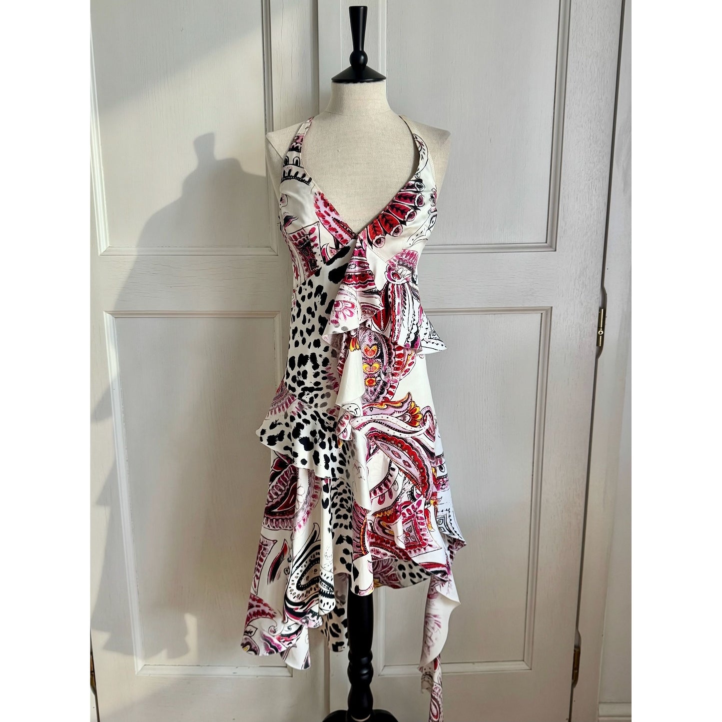Just Cavalli Paisley S/S 2004 Asymmetric Ruffled Dress (S-M)