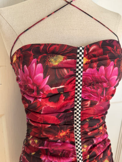 RUNWAY Dolce Gabbana F/W 2003 Silk Floral F1 Halter Dress (S)
