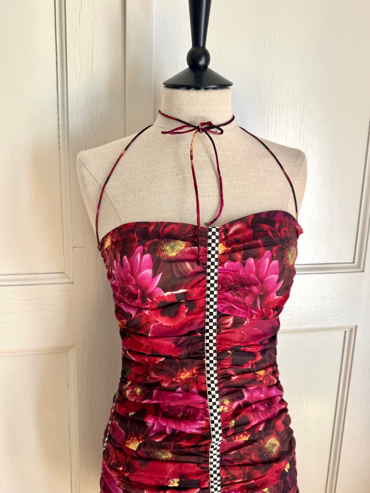 RUNWAY Dolce Gabbana F/W 2003 Silk Floral F1 Halter Dress (S)