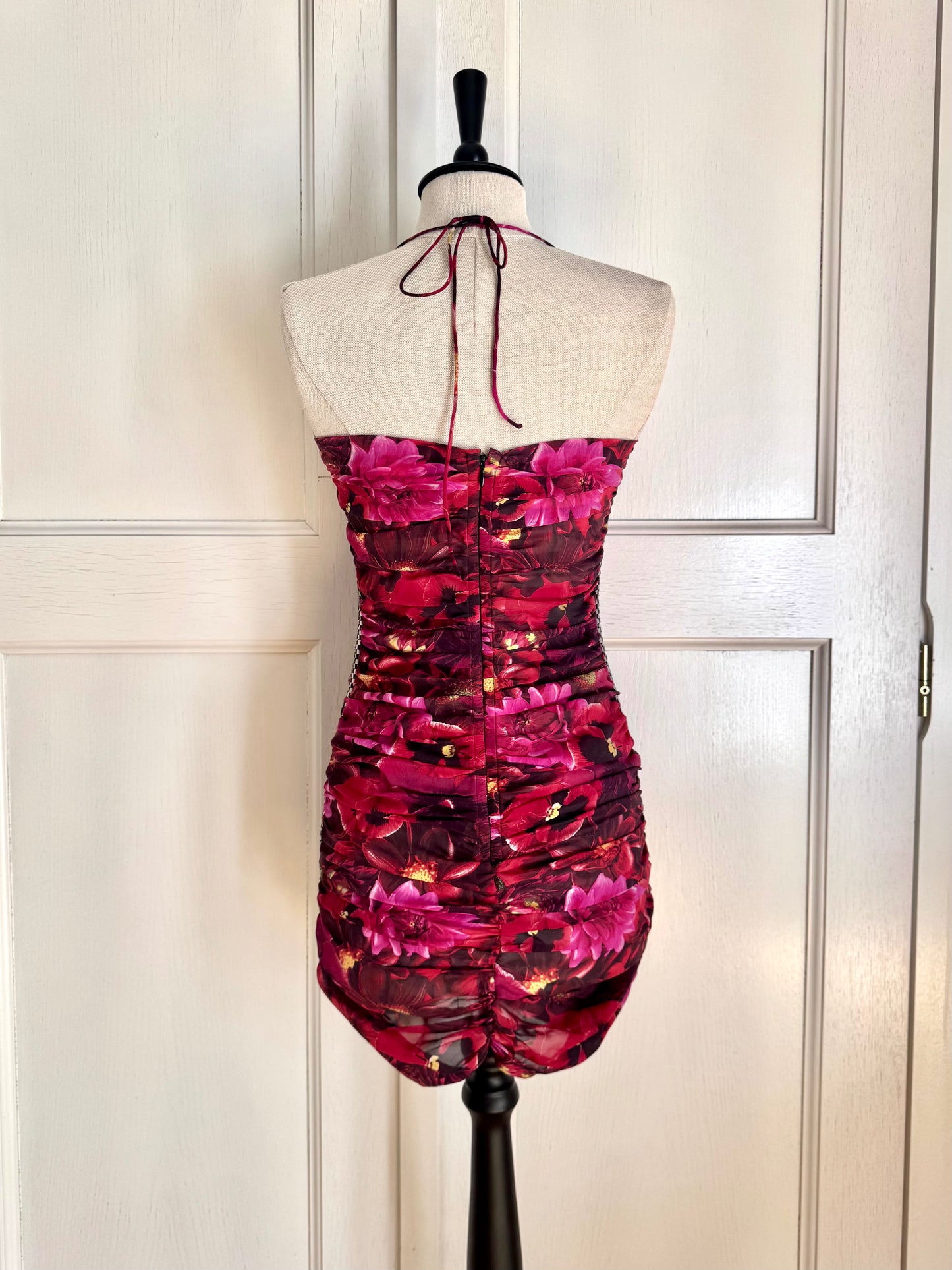 RUNWAY Dolce Gabbana F/W 2003 Silk Floral F1 Halter Dress (S)