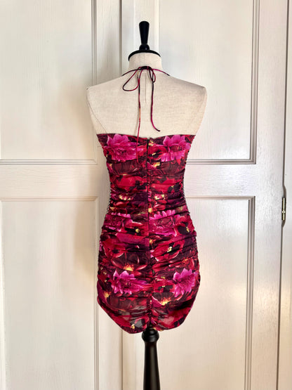 RUNWAY Dolce Gabbana F/W 2003 Silk Floral F1 Halter Dress (S)