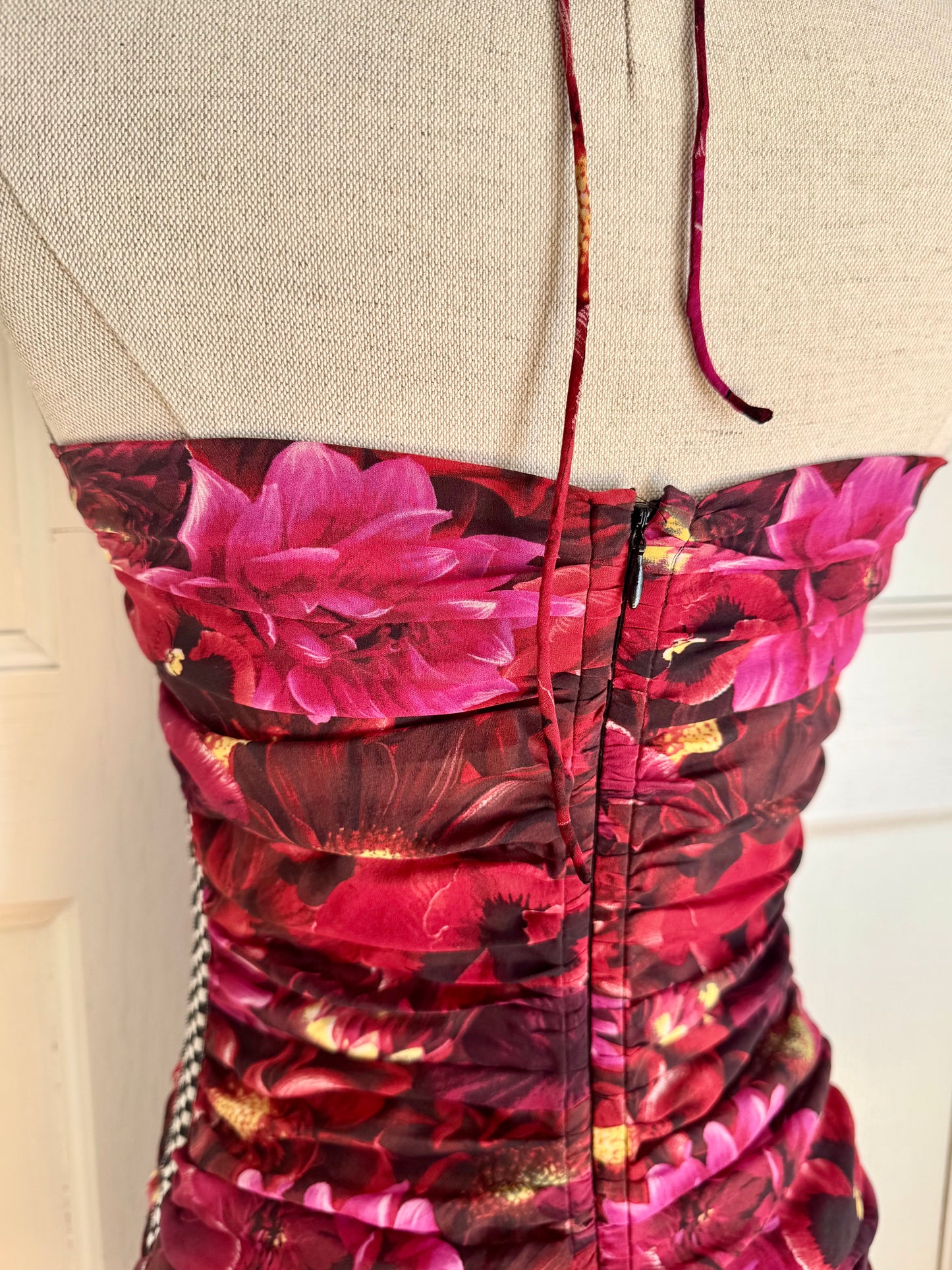 RUNWAY Dolce Gabbana F/W 2003 Silk Floral F1 Halter Dress (S)