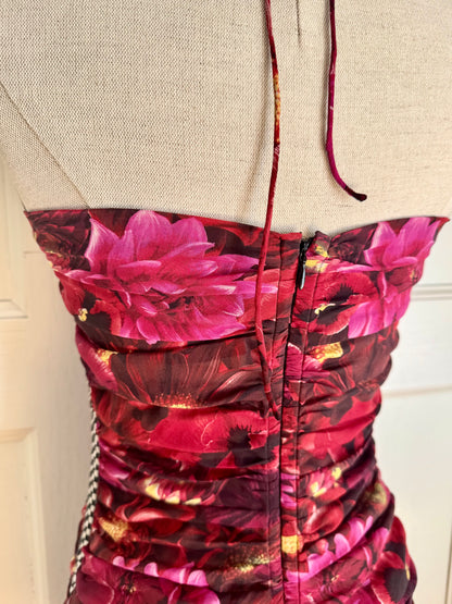 RUNWAY Dolce Gabbana F/W 2003 Silk Floral F1 Halter Dress (S)