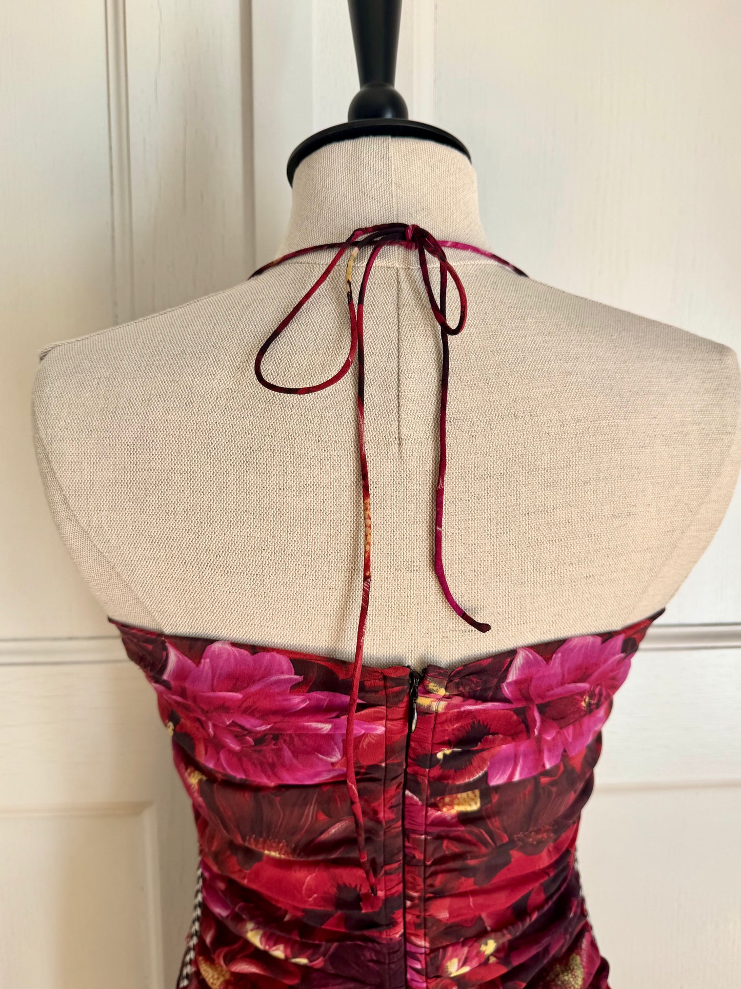 RUNWAY Dolce Gabbana F/W 2003 Silk Floral F1 Halter Dress (S)
