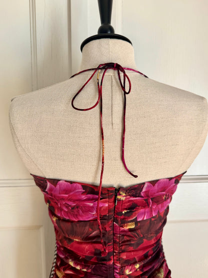 RUNWAY Dolce Gabbana F/W 2003 Silk Floral F1 Halter Dress (S)